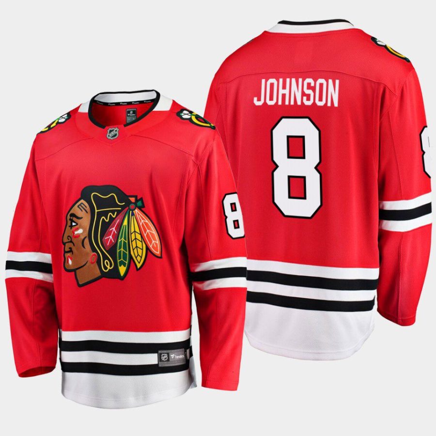 chicago blackhawks jack johnson home breakaway player jersey red