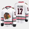 chicago blackhawks nick foligno away breakaway player jersey white