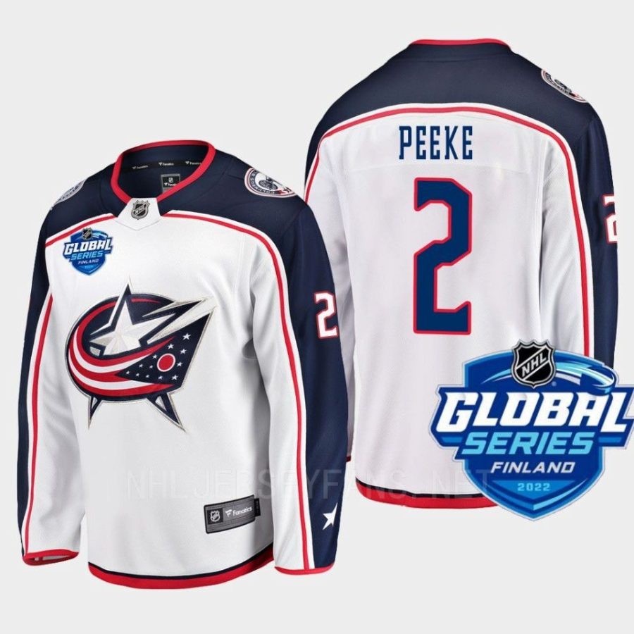 columbus blue jackets andrew peeke 2022 nhl global series away jersey white