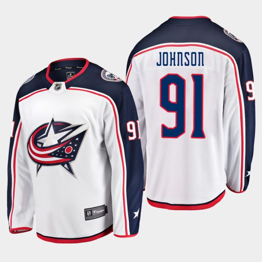 columbus blue jackets kent johnson away breakaway player jersey white