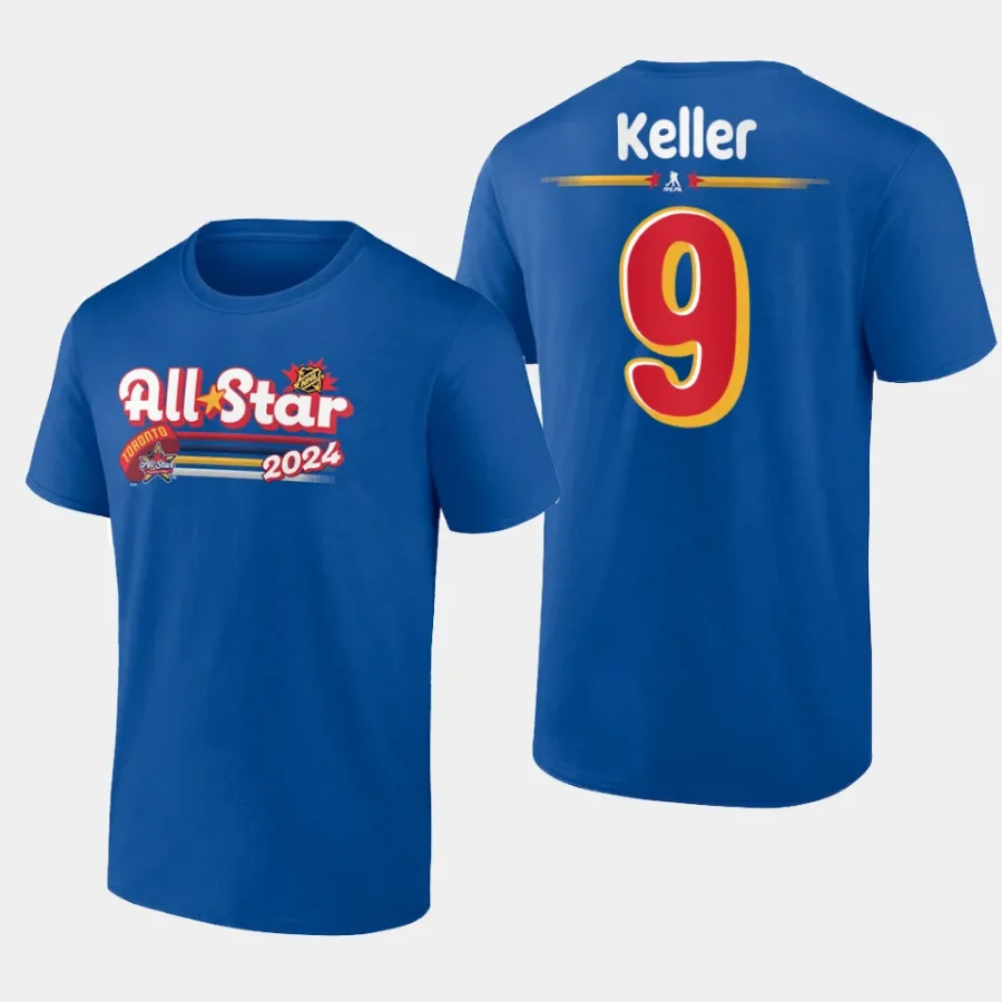 coyotes clayton keller royal 2024 nhl all star name number t shirt