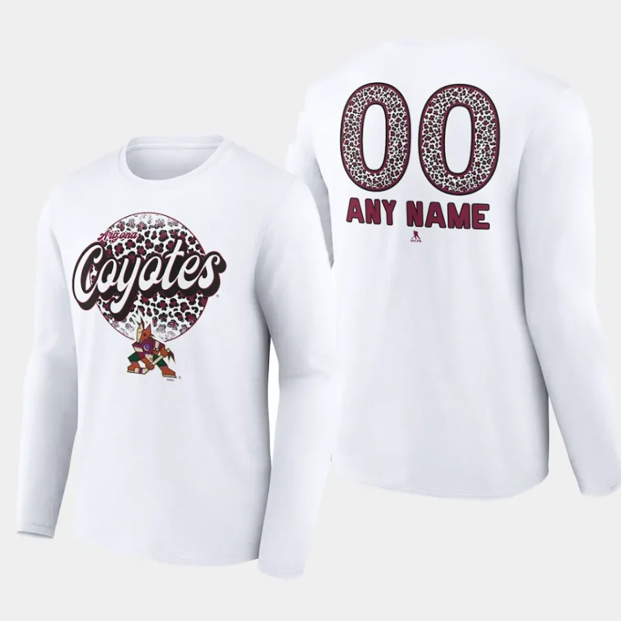 coyotes custom whitelong sleeve leopard print t shirt