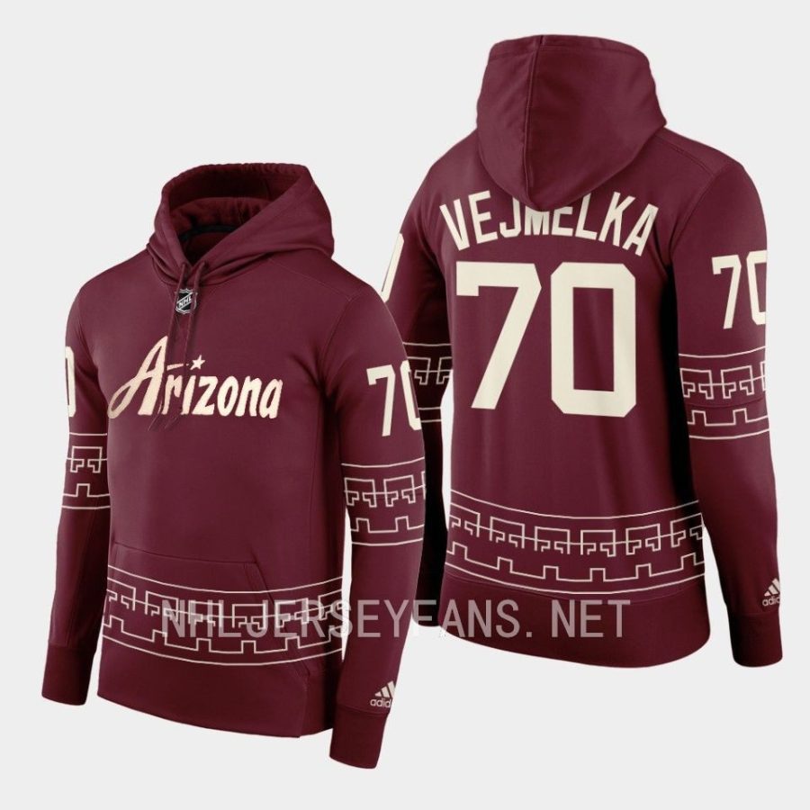 coyotes karel vejmelka garnet 2022 23desert night alternate pullover hoodie