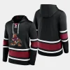 coyotes men black puck deep lace up pullover hoodie