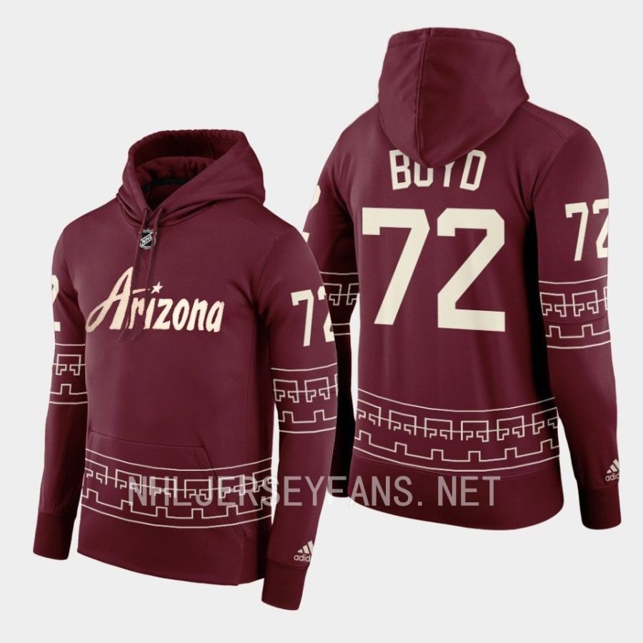 coyotes travis boyd garnet 2022 23desert night alternate pullover hoodie