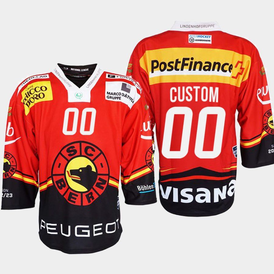 custom sc bern red 2022ice hockey shirt jersey