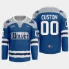 custom sudbury wolves blue futuristic alternate ohl replica jersey