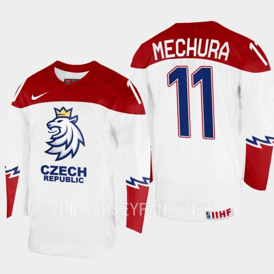 czech republic adam mechura 2023 iihf world junior championship jersey white