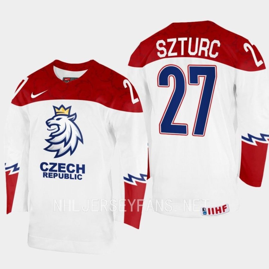 czech republic gabriel szturc 2023 iihf world junior championship jersey white