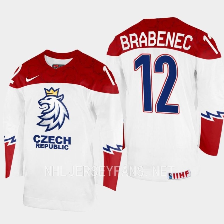 czech republic jakub brabenec 2023 iihf world junior championship jersey white