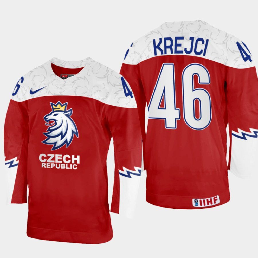 czechia hockey david krejci 2022 iihf world championship away jersey red