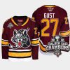 dave gust chicago wolves burgundy 2022 calder cup champs ahl jersey