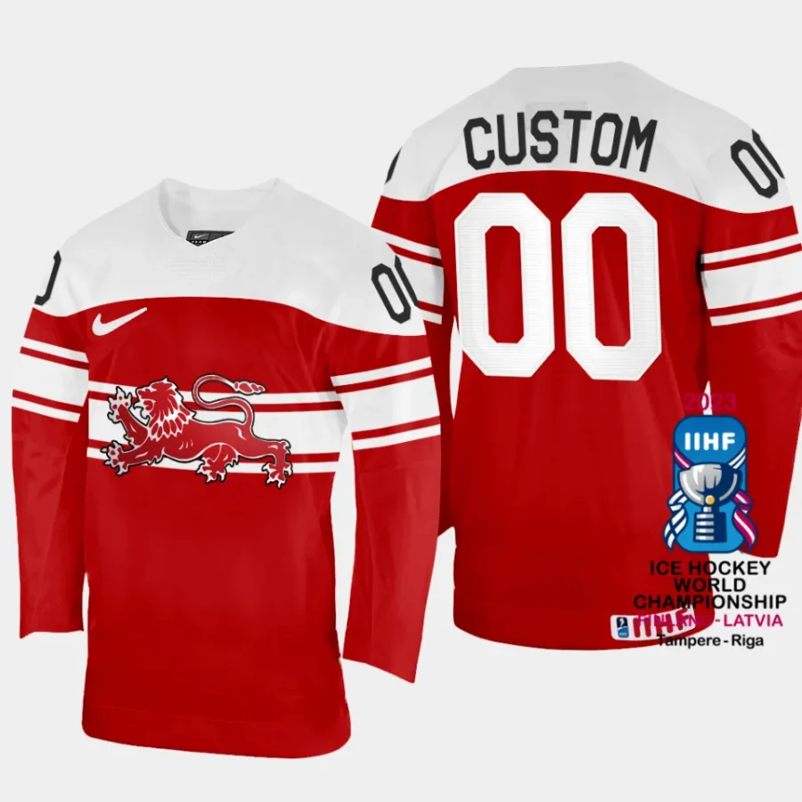 denmark hcokey custom 2023 iihf world championship away jersey red