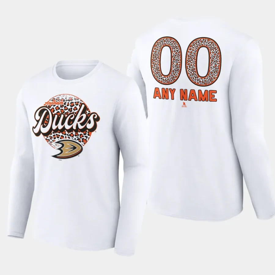 ducks custom whitelong sleeve leopard print t shirt