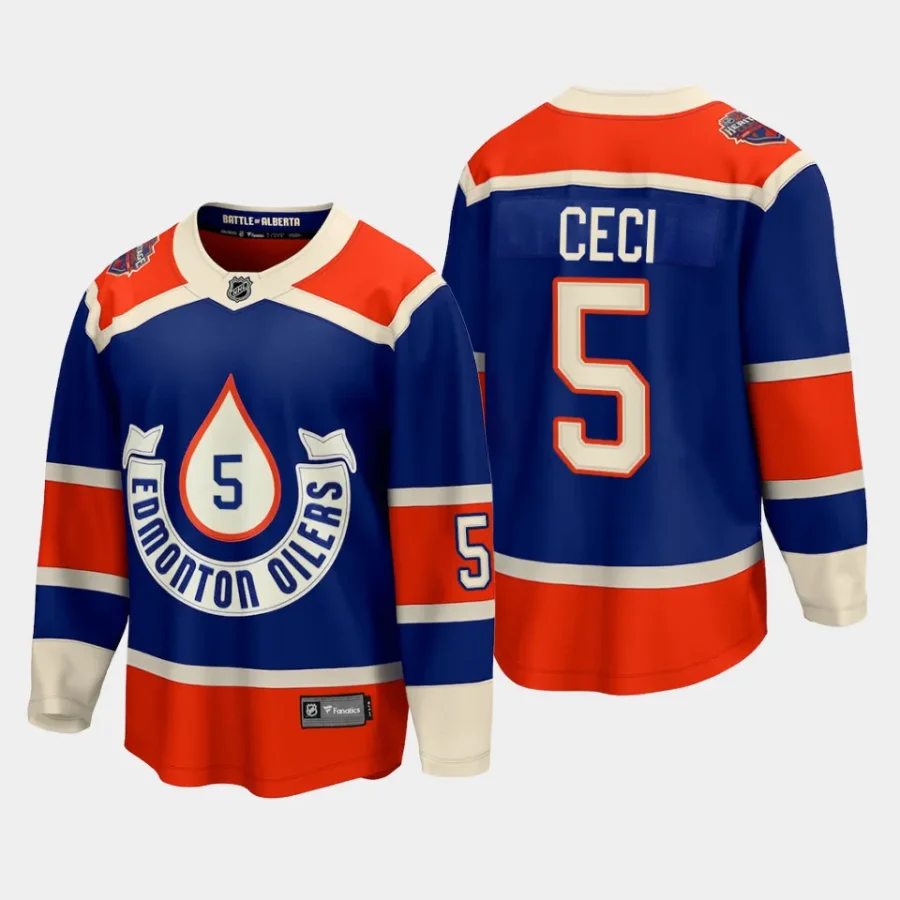 edmonton oilers cody ceci 2023 nhl heritage classic premier breakaway player jersey royal