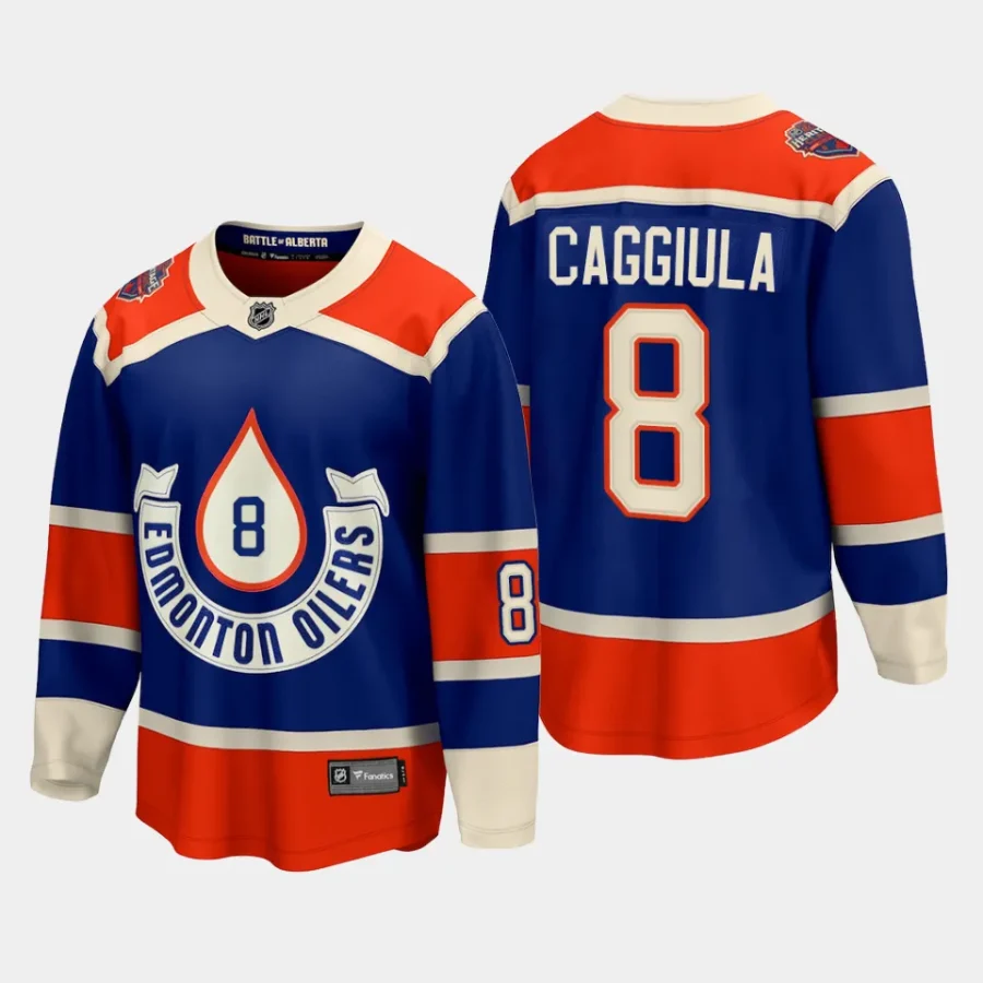 edmonton oilers drake caggiula 2023 nhl heritage classic premier breakaway player jersey royal