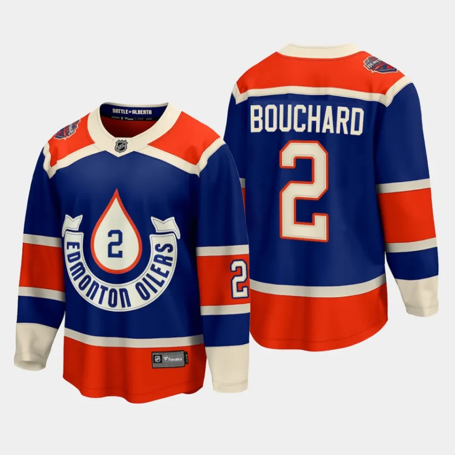 edmonton oilers evan bouchard 2023 nhl heritage classic premier breakaway player jersey royal