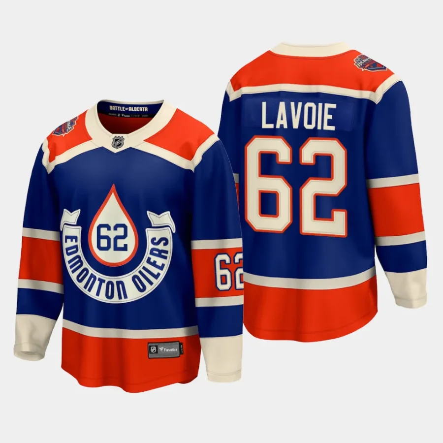 edmonton oilers raphael lavoie 2023 nhl heritage classic premier breakaway player jersey royal