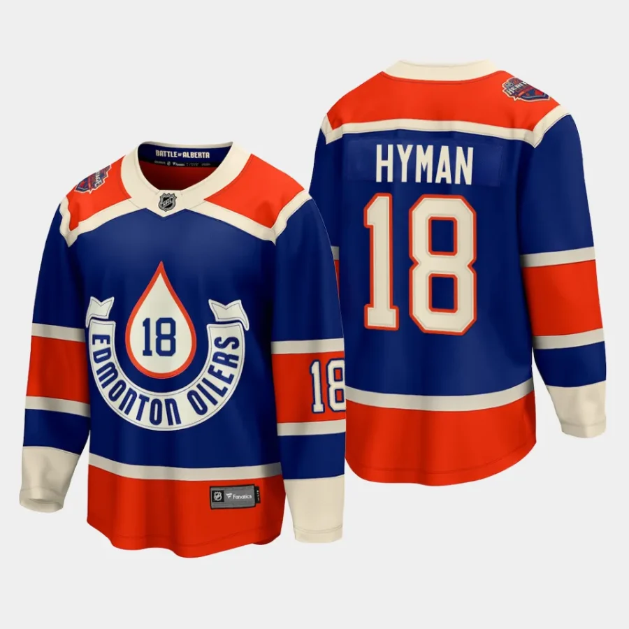 edmonton oilers zach hyman 2023 nhl heritage classic premier breakaway player jersey royal