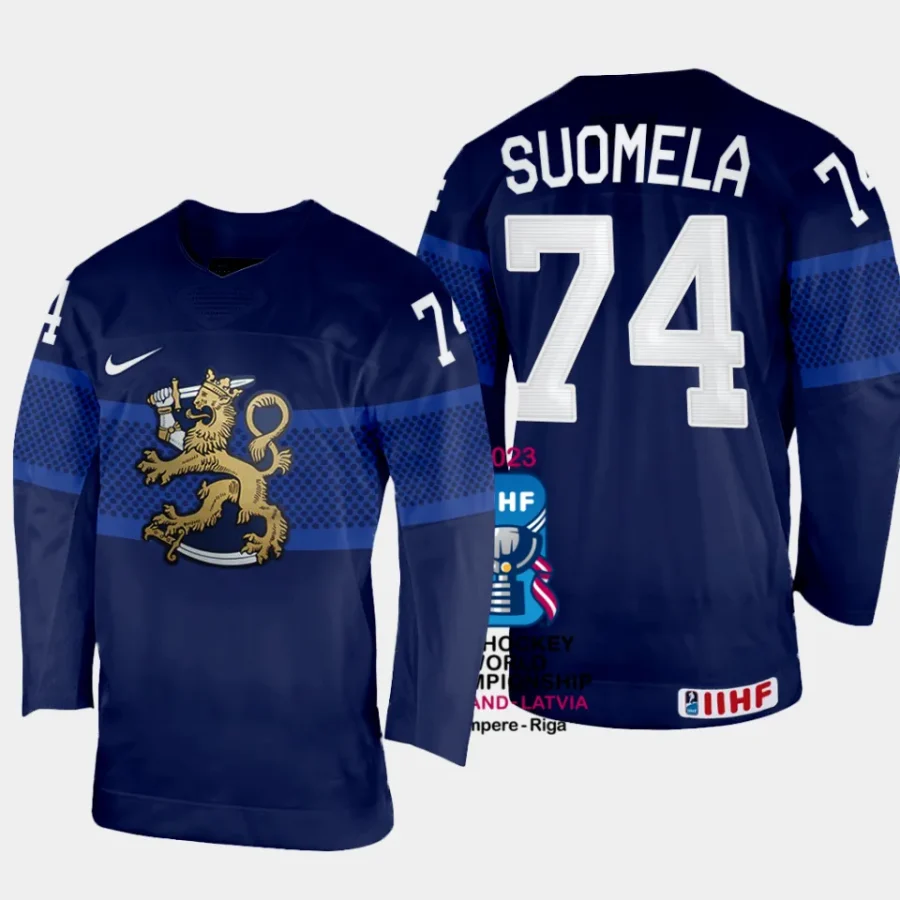 finland hockey antti suomela 2023 iihf world championship men away jersey navy