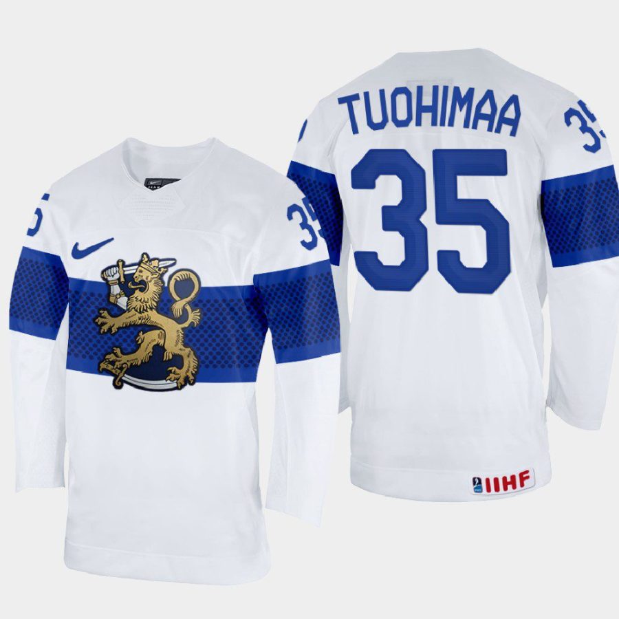 finland hockey frans tuohimaa 2022 iihf world championship home jersey white