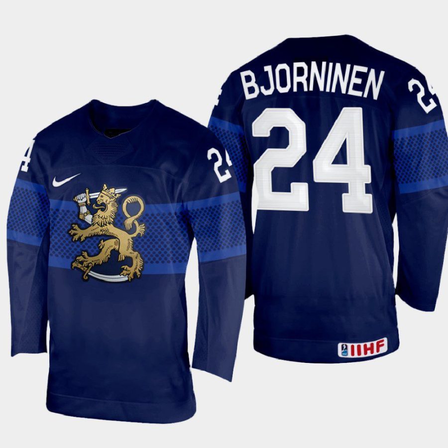 finland hockey hannes bjorninen 2022 iihf world championship away jersey navy