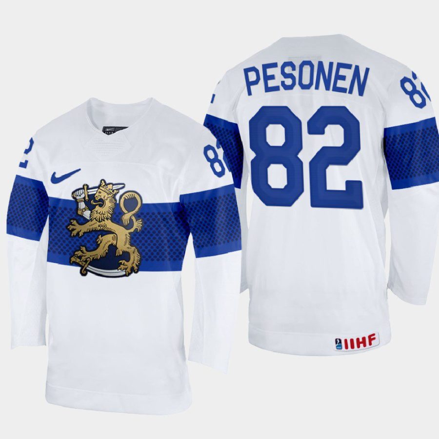 finland hockey harri pesonen 2022 iihf world championship home jersey white