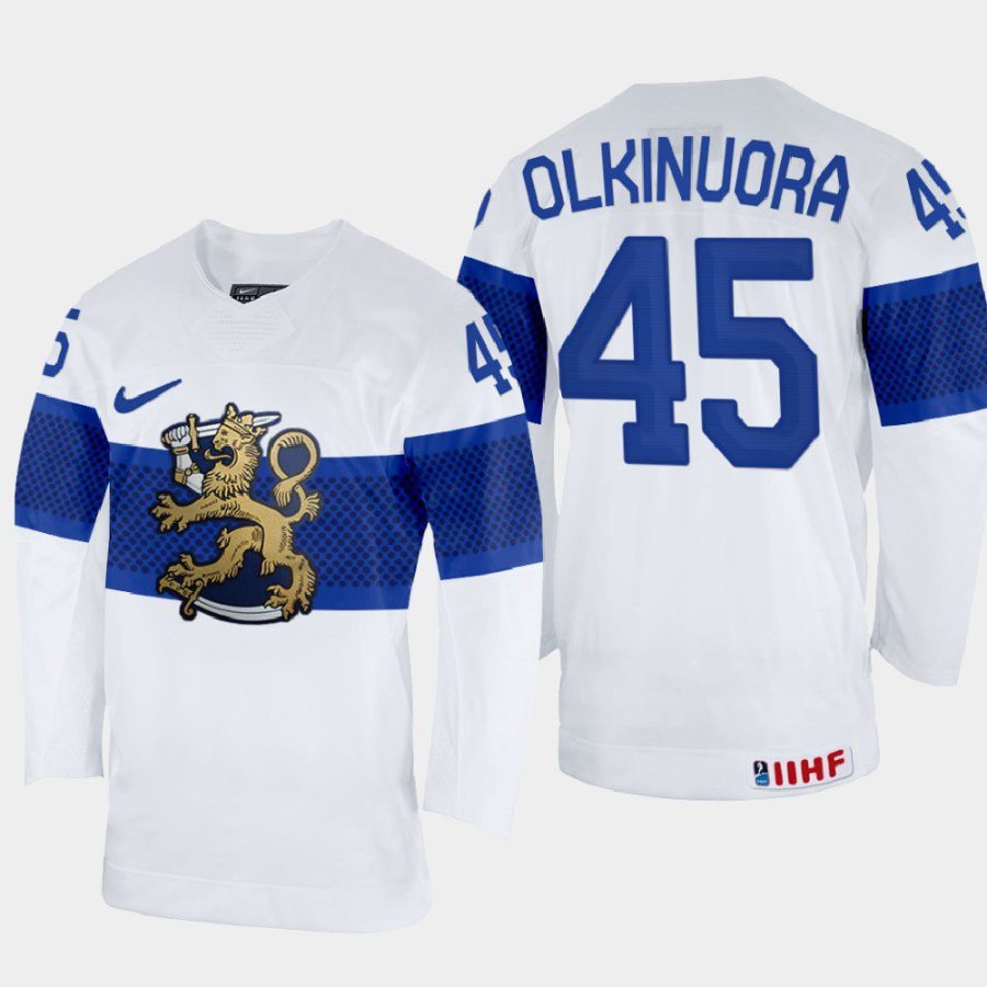 finland hockey juho olkinuora 2022 iihf world championship home jersey white