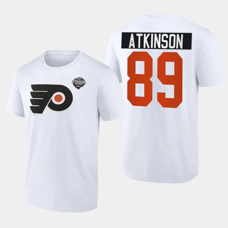 flyers cam atkinson white 2024 nhl stadium series logo t shirt