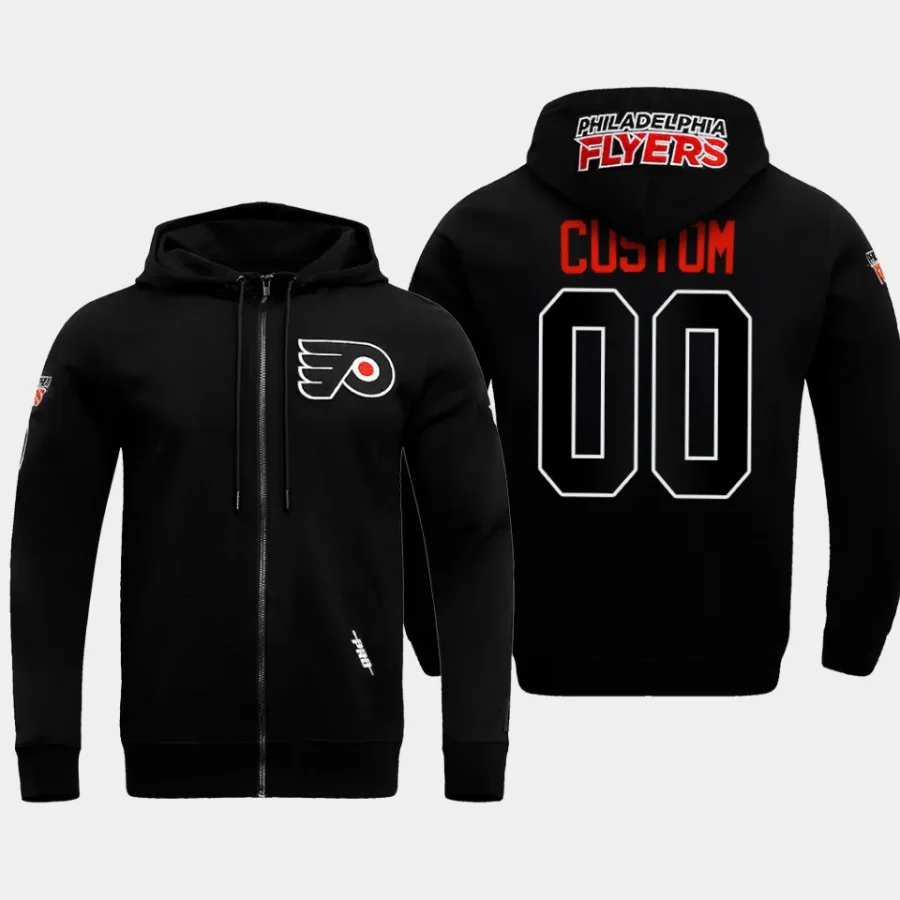 flyers custom black classic chenille full zip jacket hoodie