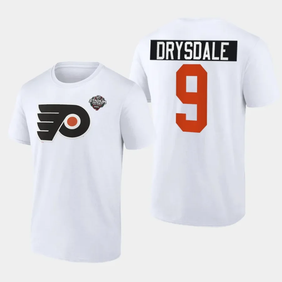 flyers jamie drysdale white 2024 nhl stadium series logo t shirt