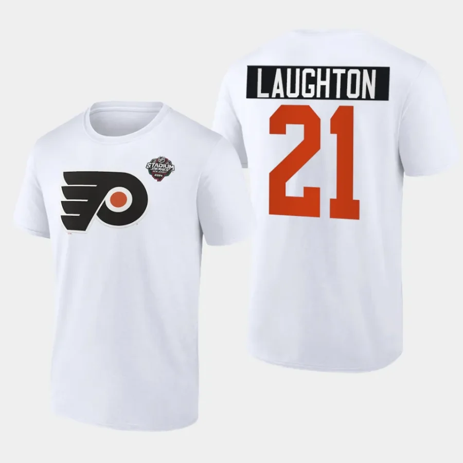 flyers scott laughton white 2024 nhl stadium series logo t shirt