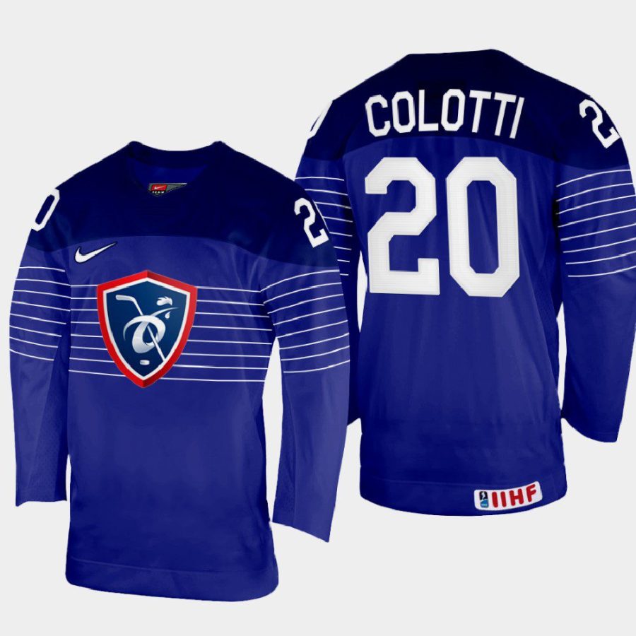 france hockey fabien colotti 2022 iihf world championship away jersey navy