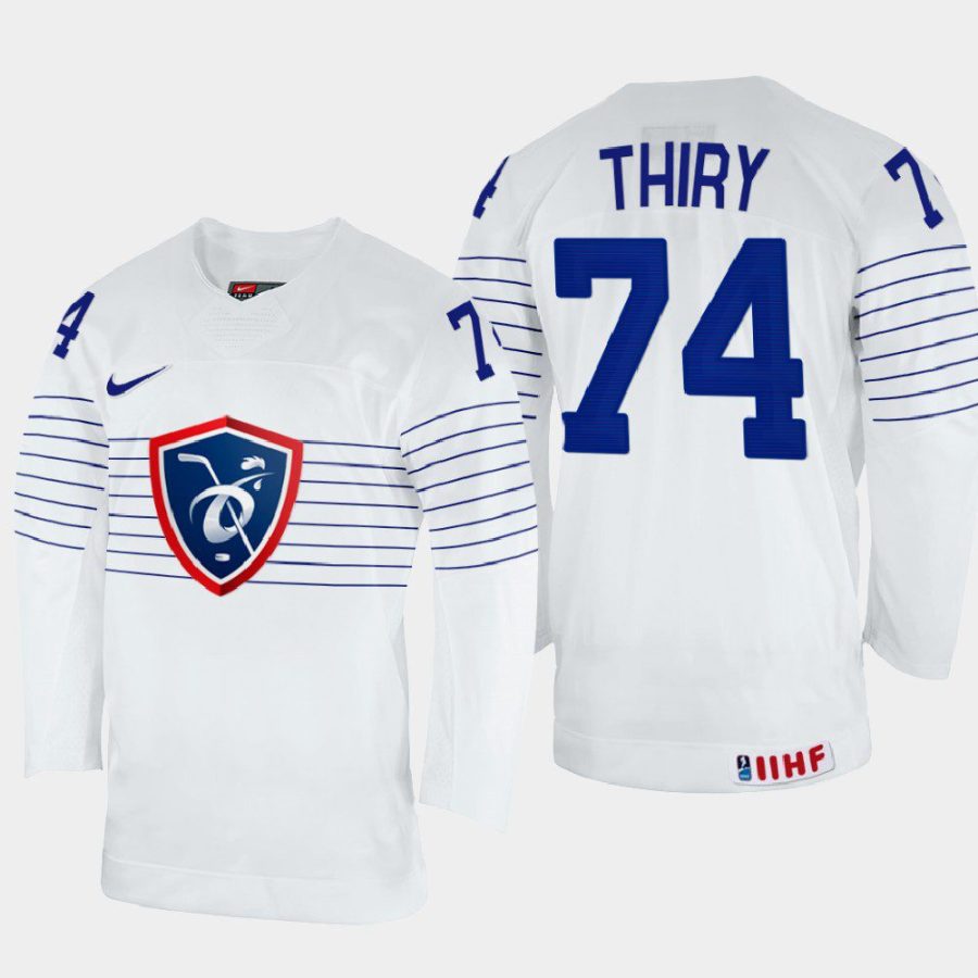 france hockey thomas thiry 2022 iihf world championship home jersey white