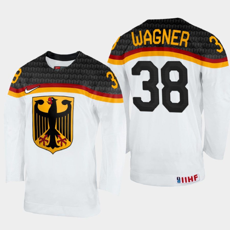 germany hockey fabio wagner 2022 iihf world championship home jersey white