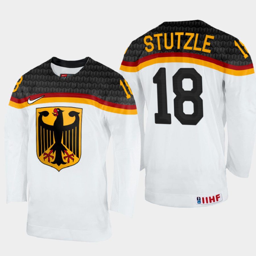 germany hockey tim stutzle 2022 iihf world championship home jersey white