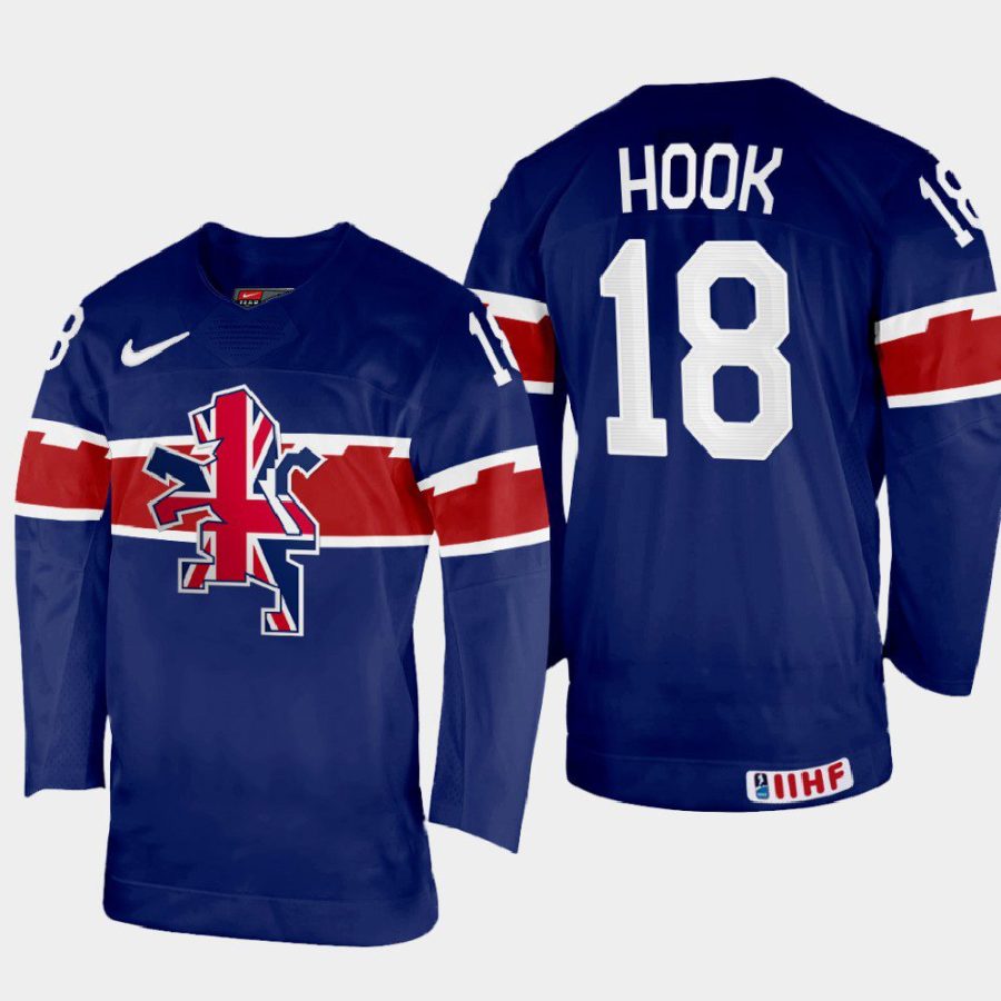 great britain hockey lewis hook 2022 iihf world championship away jersey navy