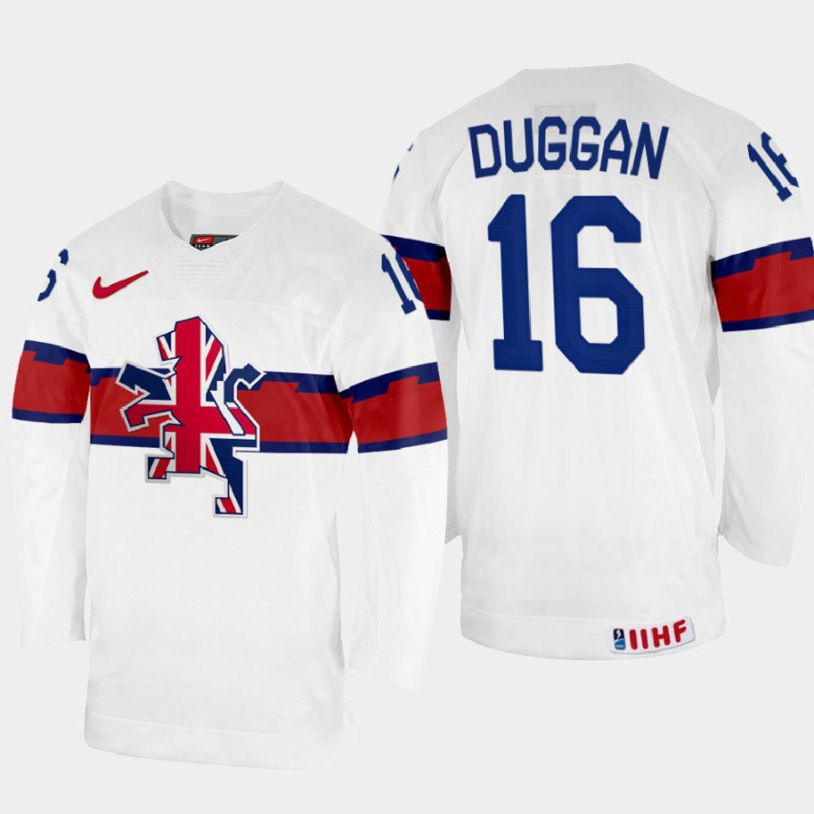 great britain hockey sam duggan 2022 iihf world championship home jersey white