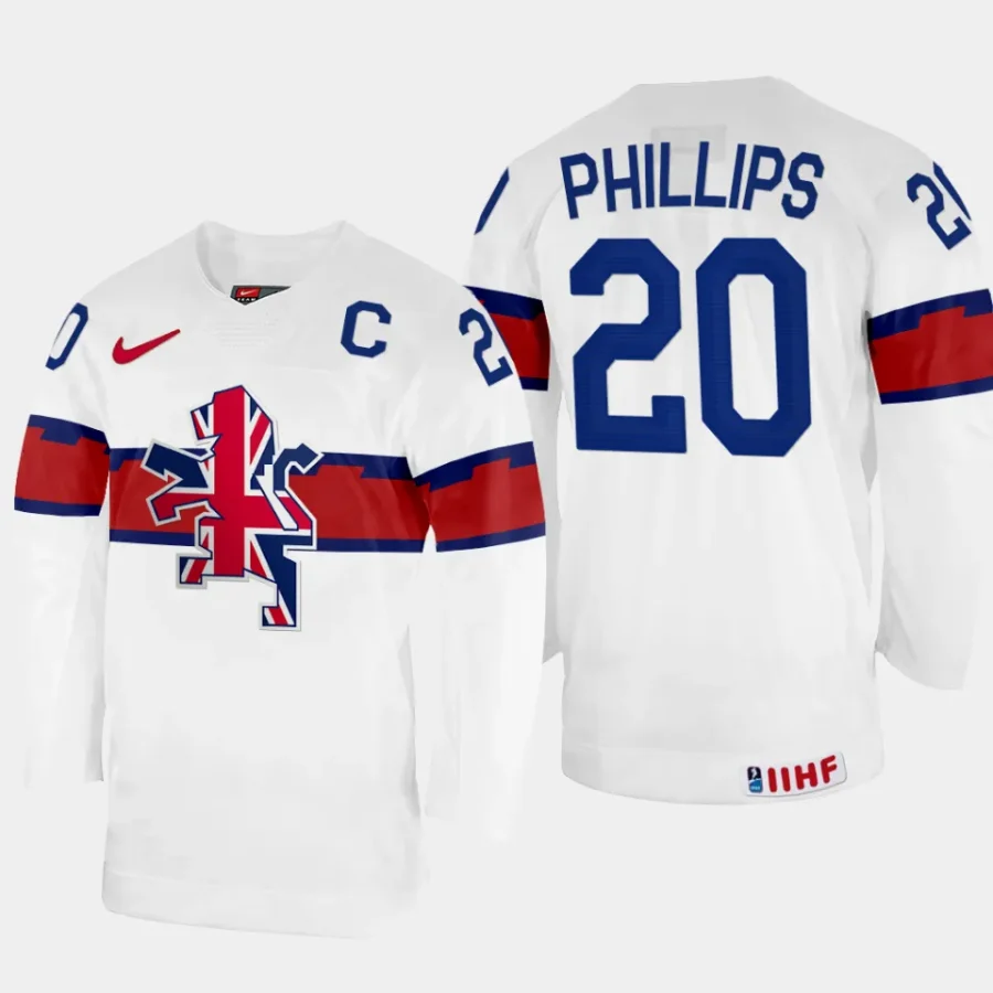 great britain jonathan phillips 2024 ice hockey world championship top level jersey white