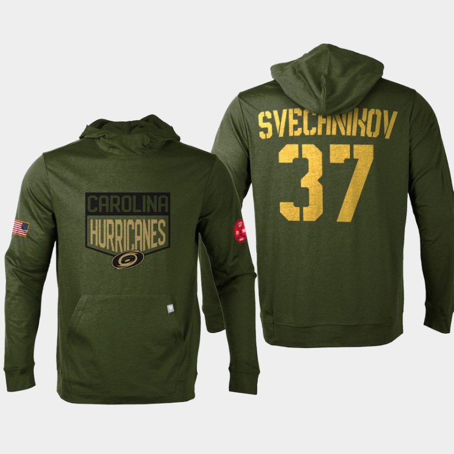 hurricanes andrei svechnikov olive 2022 salute to service levelwear hoodie