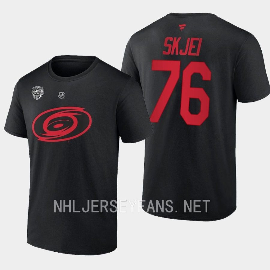 hurricanes brady skjei black name number 2023 stadium series t shirt