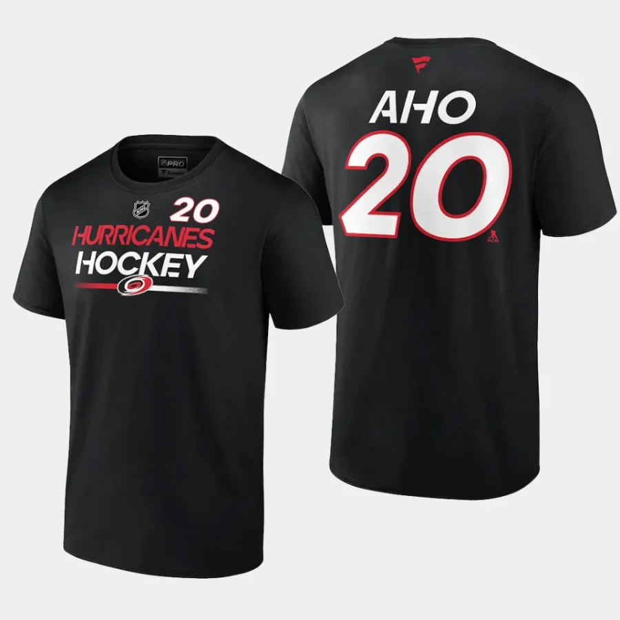 hurricanes sebastian aho black name number authentic pro prime t shirt