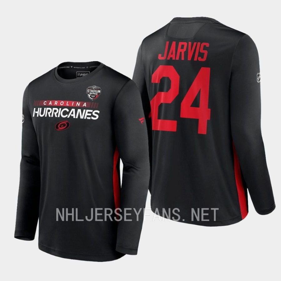 hurricanes seth jarvis black authentic pro 2023 nhl stadium series t shirt