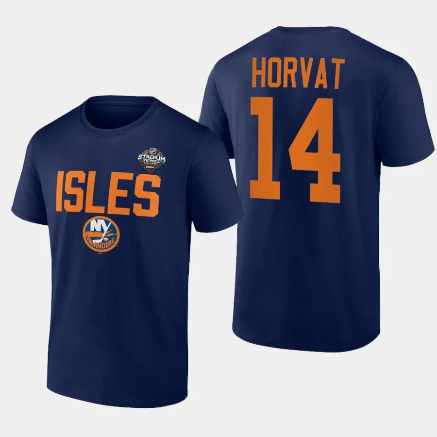 islanders bo horvat navy 2024 nhl stadium series logo t shirt