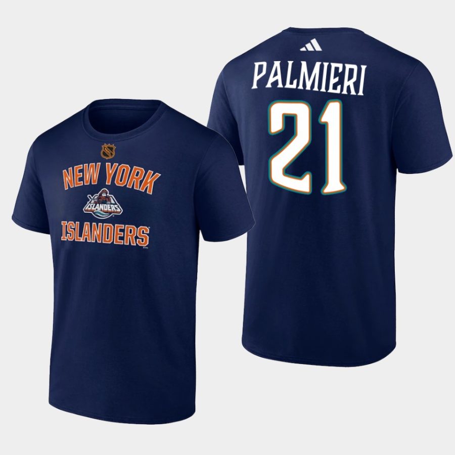 islanders kyle palmieri navy reverse retro 2.0 wheelhouse t shirt