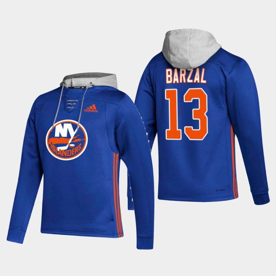 islanders mathew barzal blue skate lace up hoodie