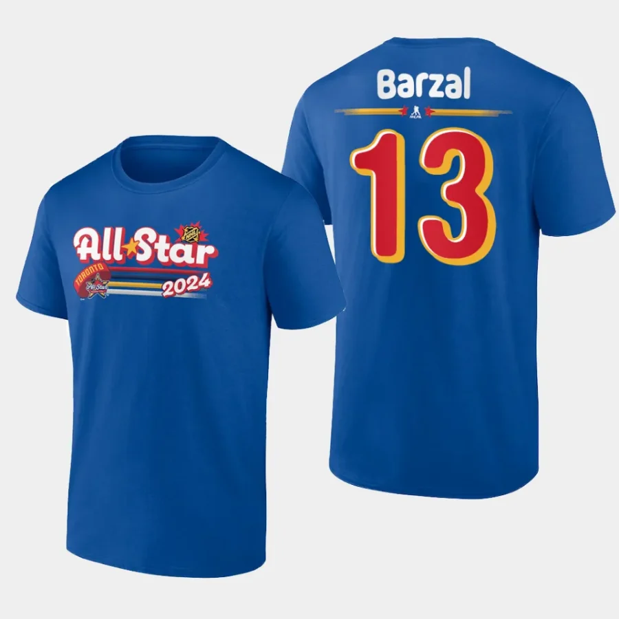 islanders mathew barzal royal 2024 nhl all star name number t shirt