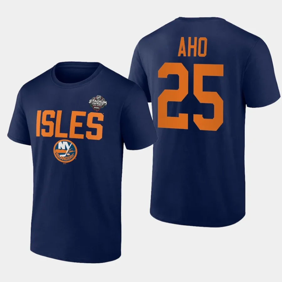 islanders sebastian aho navy 2024 nhl stadium series logo t shirt