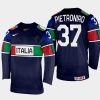 italy hockey phil pietroniro 2022 iihf world championship away jersey navy