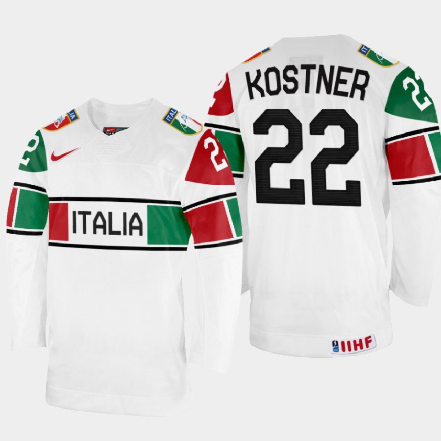 italy hockey simon kostner 2022 iihf world championship home jersey white